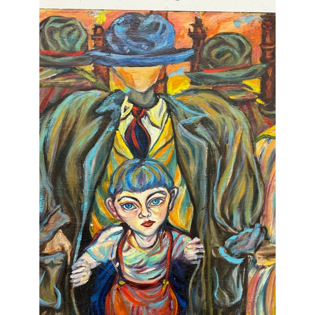 Textile Original Acrylic on Canvas Painting, Artist Unknown For Sale - Image 7 of 12