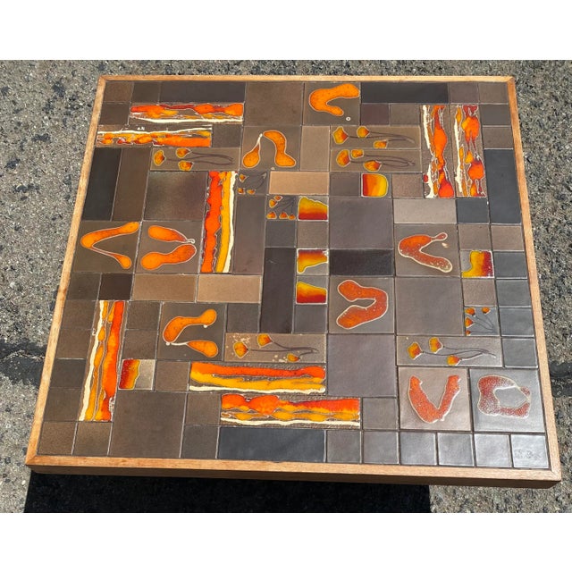 1960s 1960s Mid Century Tile and Walnut Coffee Table For Sale - Image 5 of 9