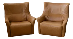 Late 20th Century Pair of Leather Swiss Lounge Chairs