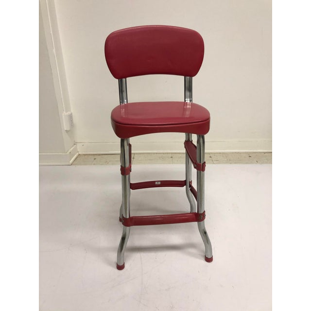 Vintage Industrial Red Metal Bar Stool by Stool | Chairish