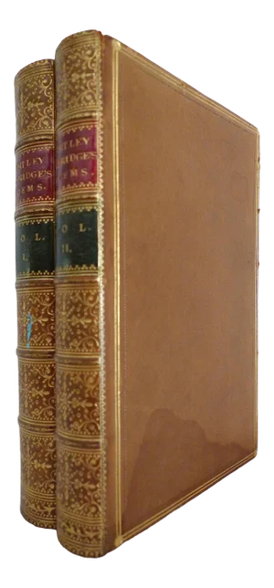 Mid 19th Century Leather Volume Set, Hartley Coleridge's Poems With a Memoir of His Life - 2 Books