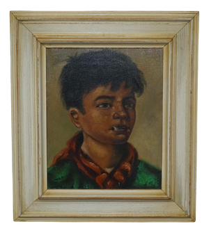 Janson, Young Boy Smoking, 1930, Oil on Canvas, Framed
