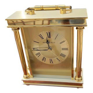 1970s Howard Miller Brass Clock For Sale