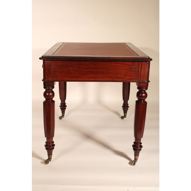 William IV Mahogany Writing Table With a Tooled Leather Top For Sale - Image 4 of 13