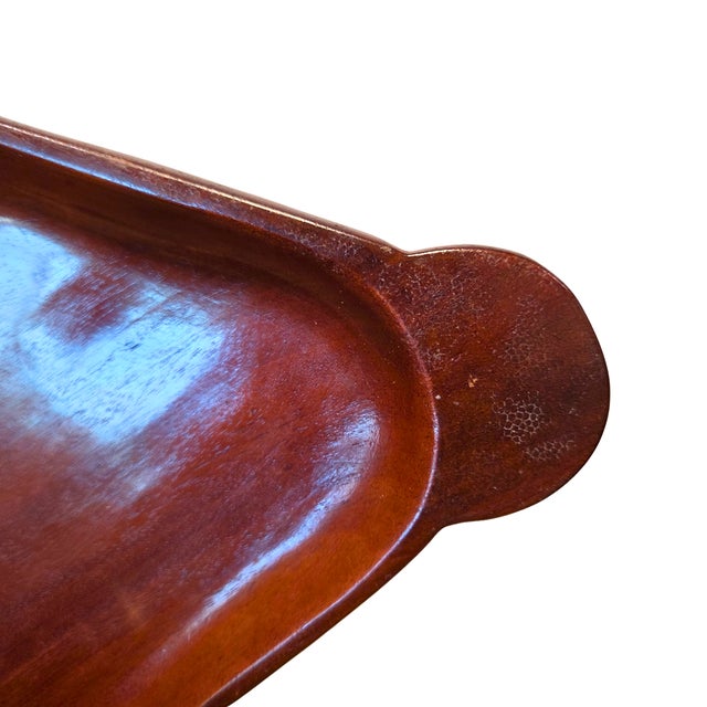 Traditional Fred Woolley Mahogany Wood Tray Set – Made in Haiti | Set of 3 Solid Mahogany For Sale - Image 3 of 11