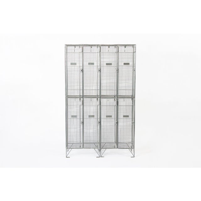 Industrial Pair British Industrial Metal Wire Mesh Locker Sets, Made in the Uk For Sale - Image 3 of 12