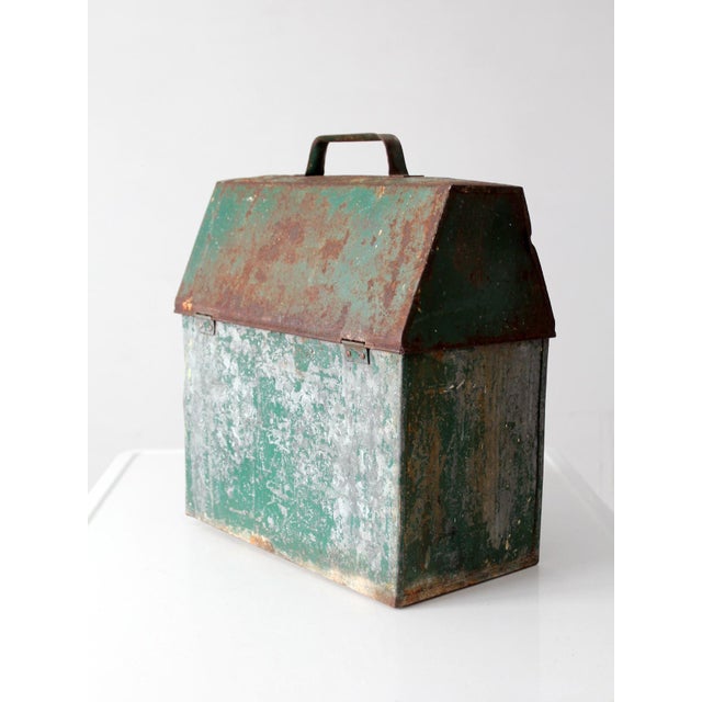 Mid-Century Green Galvanized Metal Toolbox For Sale - Image 6 of 16