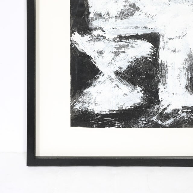 Plastic Mid-Century "Dakota Series" B&w Abstract Acrylic on Paper by Harry Bertschmann For Sale - Image 7 of 9