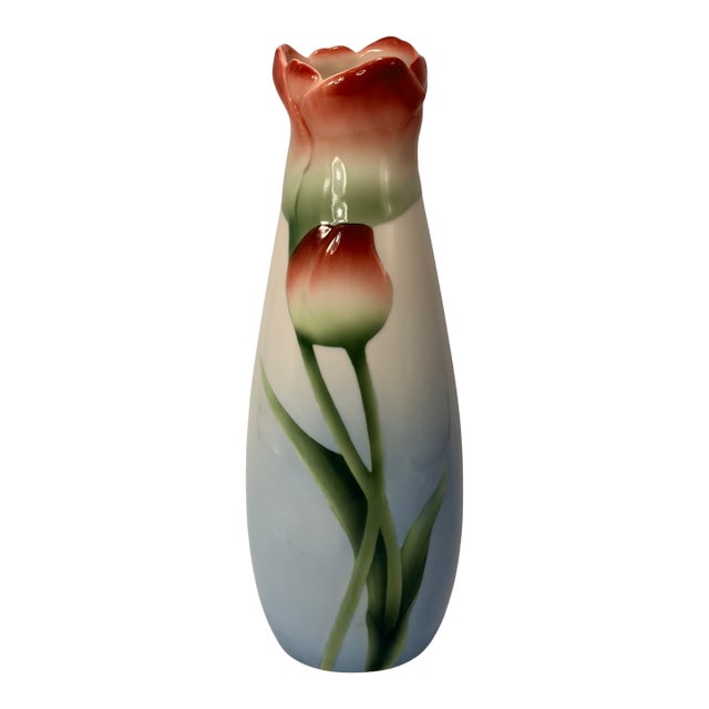 Vintage Franz Collection Porcelain Tulip Vase Hand Painted For Sale