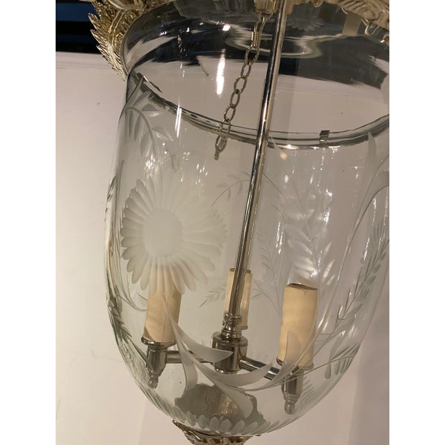 1930s French Silver Plated and Etched Glass Lantern For Sale In New York - Image 6 of 9