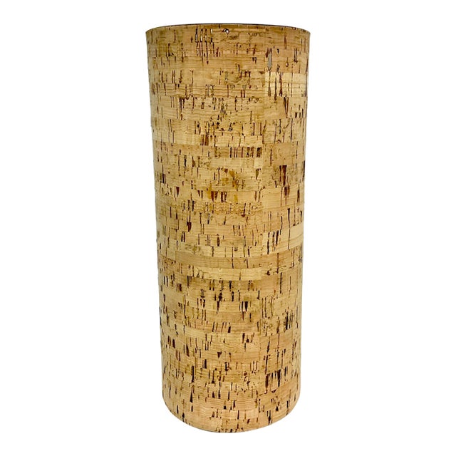 1970s Mid-Century Boho Chic Brutalist Arts & Crafts Cork Wrapped Cylinder Vase. For Sale