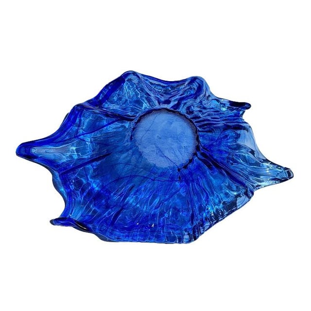 Lavorazione Arte Murano Swirl Bowl Cobalt Blue Made in Italy For Sale - Image 10 of 10