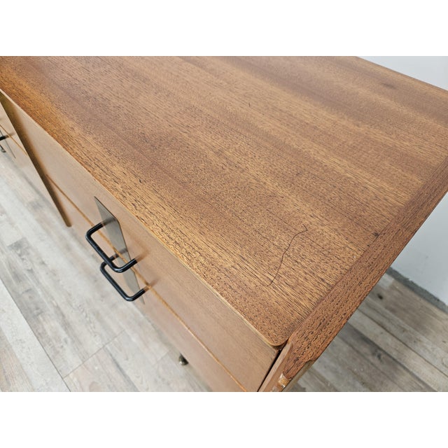 Black Vintage Walnut Chest of Drawers with Iron and Brass Details, 1960 For Sale - Image 8 of 18