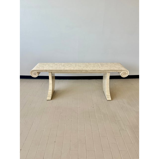 Late 20th Century Maitland Smith Tessellated Stone & Brass Inlay Console Table For Sale In Milwaukee - Image 6 of 17