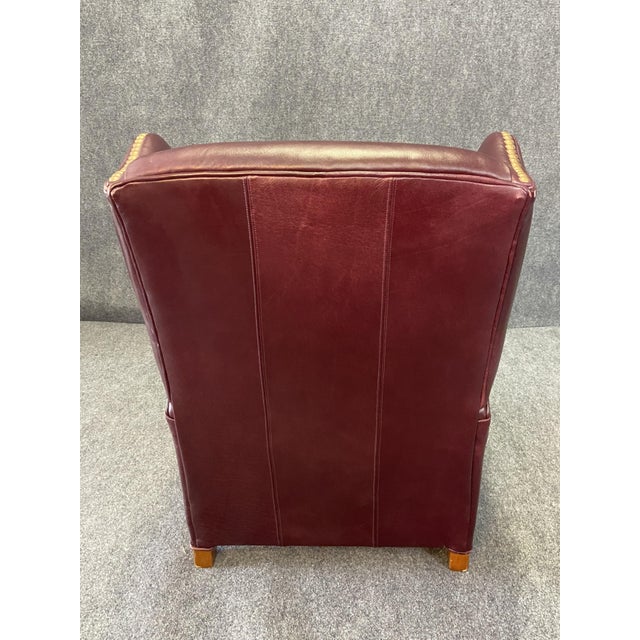 Ethan Allen Maroon Leather Recliner With Nailhead Trim | Chairish
