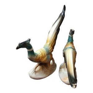 1940 Pair of Royal Copley Ring Neck Pheasant Figurines