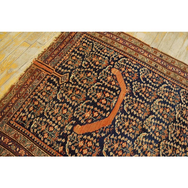 1900s Navy Paisley Tribal Antique Persian Afshar Saddle Rug 3'2" X 3'4" Knotted Wool Carpet For Sale - Image 12 of 12