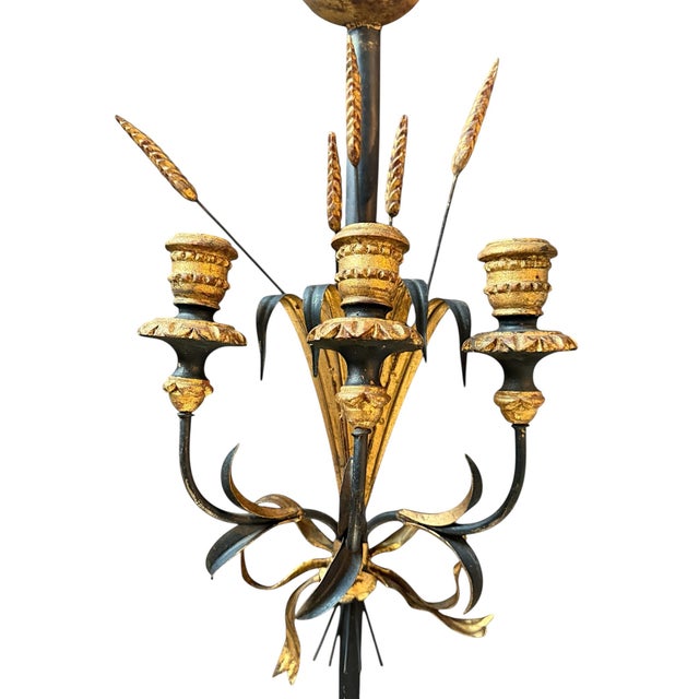 1960s Monumental Vintage Mid Century Italian Gilt Metal Wall Sconces - 38.5" - A Pair For Sale - Image 5 of 9