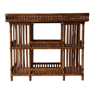 Boho Chic Palecek Rattan Bar For Sale