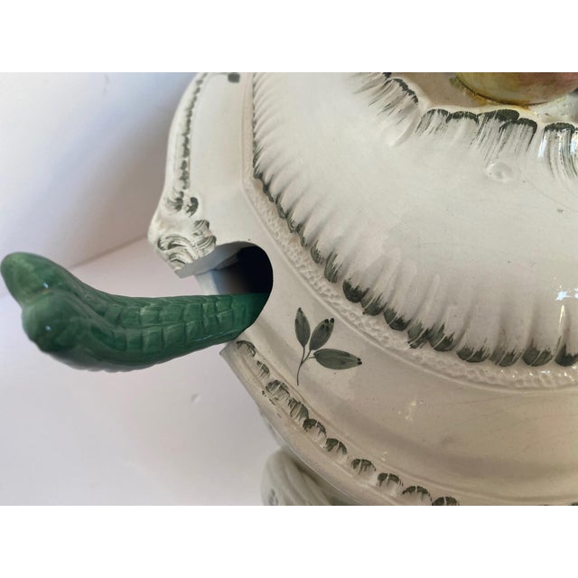 Ceramic Vintage French Hand-Painted Faience Soup Tureen For Sale - Image 7 of 12
