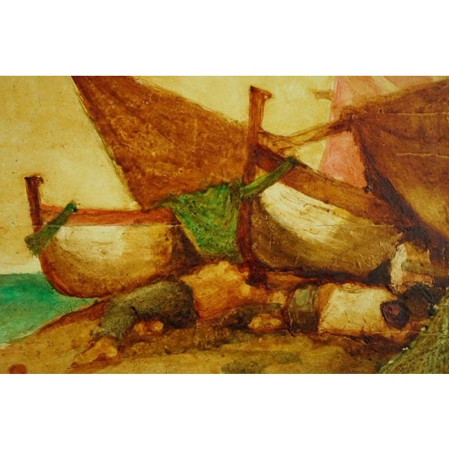 Domenico Chianese, Seascape with Fishermen, 20th Century, Oil Painting on Panel, Framed For Sale - Image 12 of 18