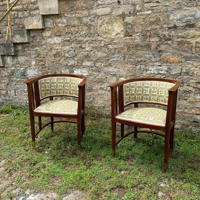 Antique Art Nouveau Viennese in Mahogany Chairs, 1910s, Set of 2 For Sale - Image 4 of 16
