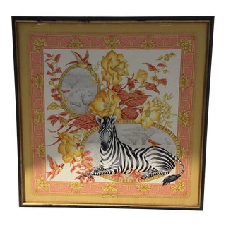 Framed Salvatore Ferragamo Zebra Scarf For Sale