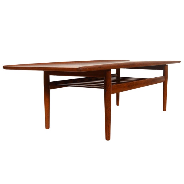 Grete Jalk Danish Teak Surfboard Coffee Table W Shelf Chairish