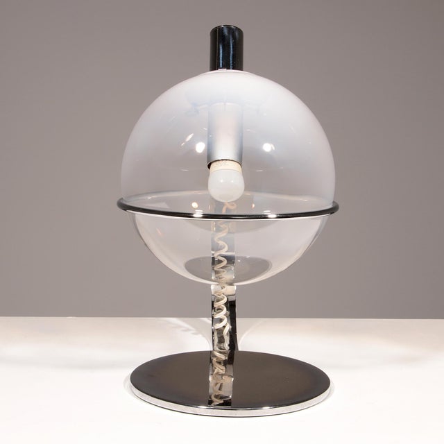 Metal Italian Chrome and Glass Table Lamp, 1960 For Sale - Image 7 of 11