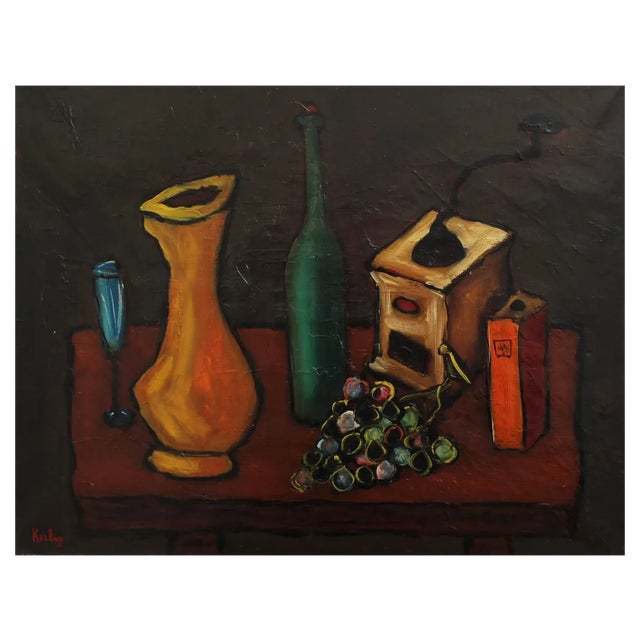 French School Artist, Still Life with Grapes, 1950s, Oil on Canvas, Framed For Sale