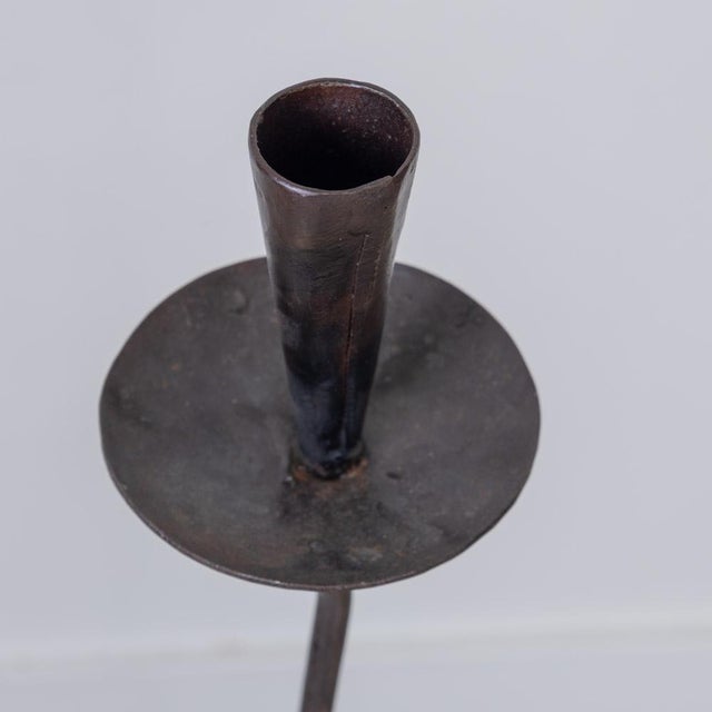 1950s Pair of Tall French Iron Wavy Candlesticks For Sale - Image 10 of 10