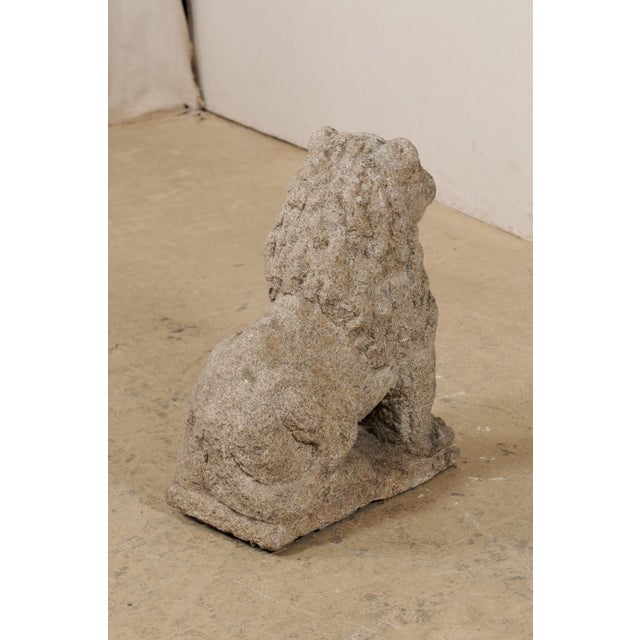 Rustic European 18th Century Hand-Carved Stone Lion For Sale - Image 3 of 12