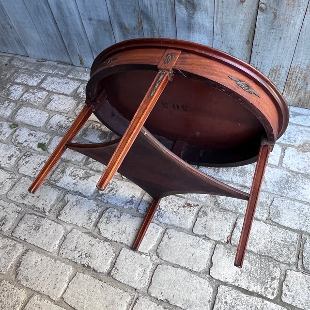 Antique Sheraton/Hepplewhite-Style Oval Inlaid Marquetry Mahogany Coffee Table For Sale - Image 9 of 13