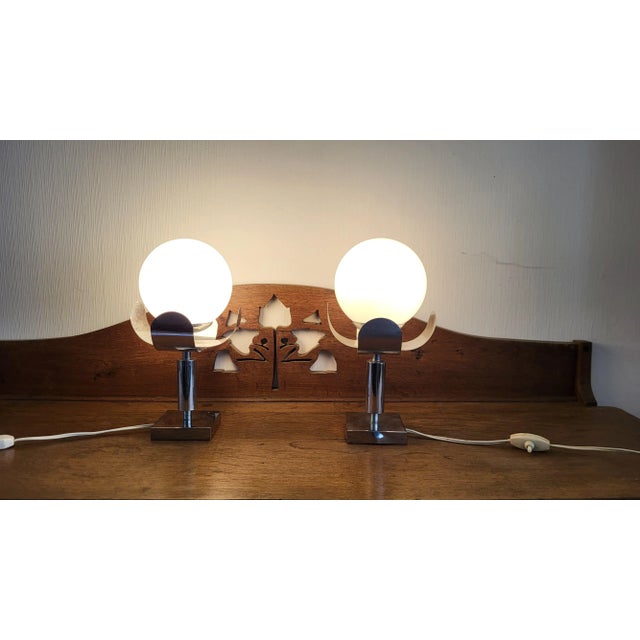 1970s Chromed Metal Table Lamps, 1970s, Set of 2 For Sale - Image 5 of 6