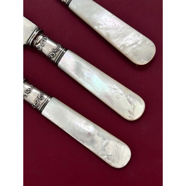 Early 20th Century Set of 6 Sterling Silver Knives With Mother-of-Pearl Handles by Landers, Frary & Clark For Sale - Image 10 of 12