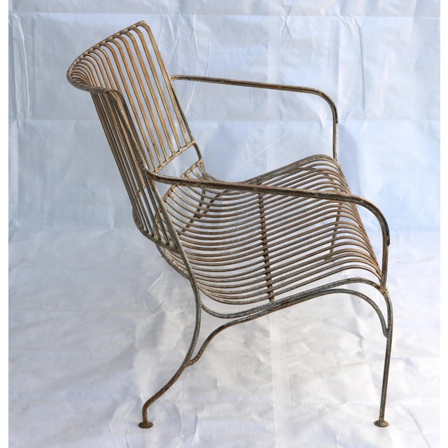 White 1940's French Wrought Iron Garden Chairs and Bench For Sale - Image 8 of 15