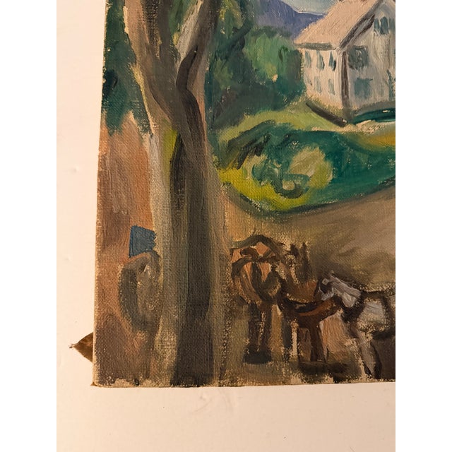 Beautiful Wpa Social Realism Style Vintage Landscape Painting For Sale In Boston - Image 6 of 17