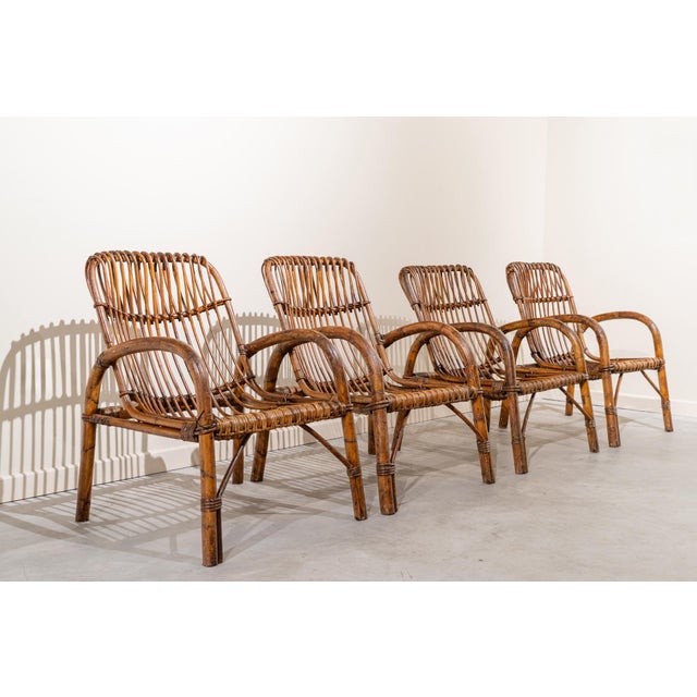 Italian Bamboo Chairs, 1950s, Set of 4 For Sale - Image 14 of 14