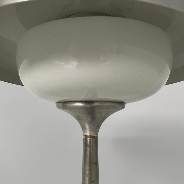 Italian Art Deco Table Lamp in Aluminum and Opaline Glass, 1940s For Sale - Image 12 of 18