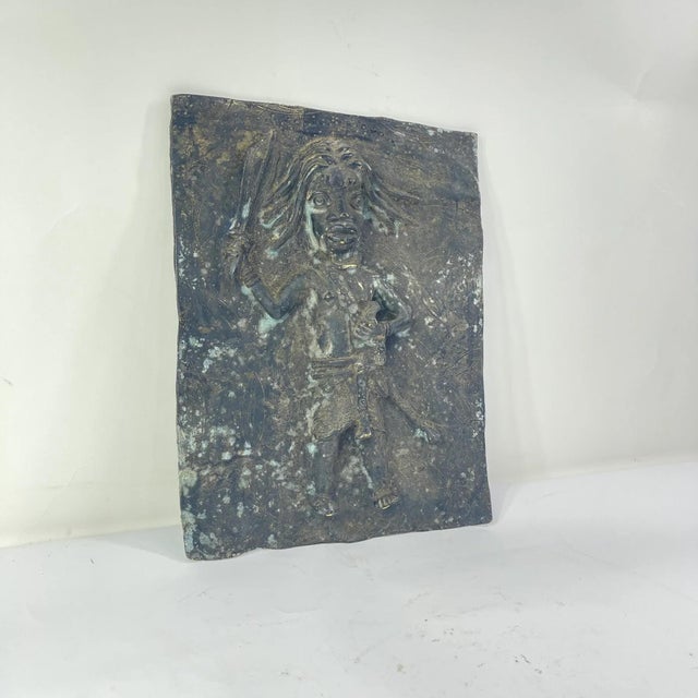 African Early 20th Century Benin Bronze Adorned Cast Plaque For Sale - Image 3 of 6