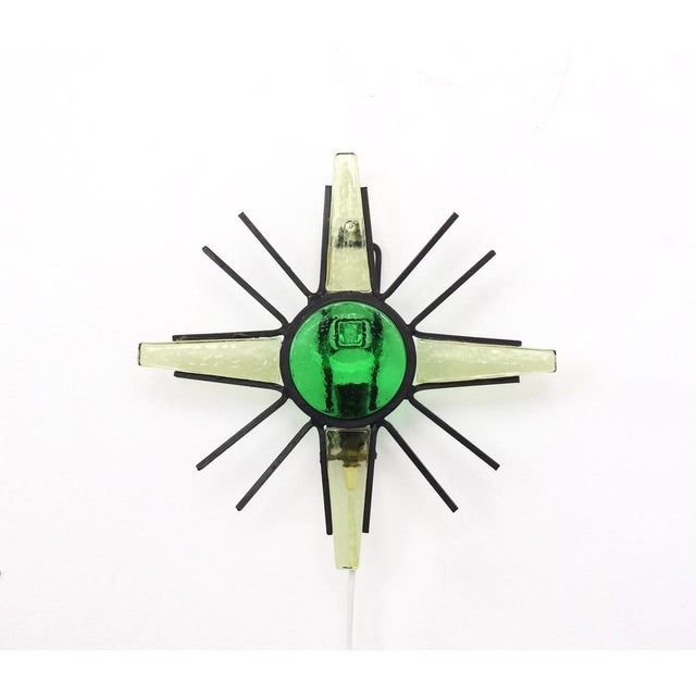 Danish Metal and Glass Sunburst Wall Lamp, 1960s For Sale - Image 11 of 11