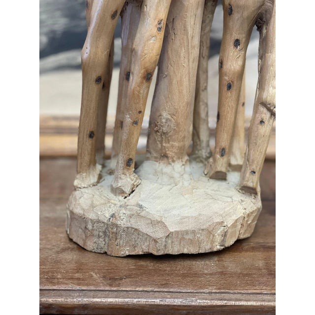 Vintage Hand-Carved Giraffe Wooden Sculpture For Sale In Seattle - Image 6 of 8
