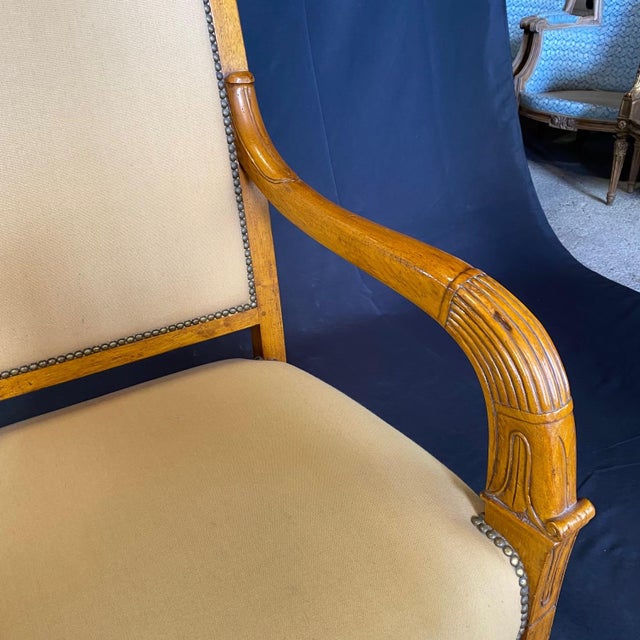 French Antique Walnut Empire Tulip Fauteuils or Armchairs -A Pair For Sale - Image 11 of 12