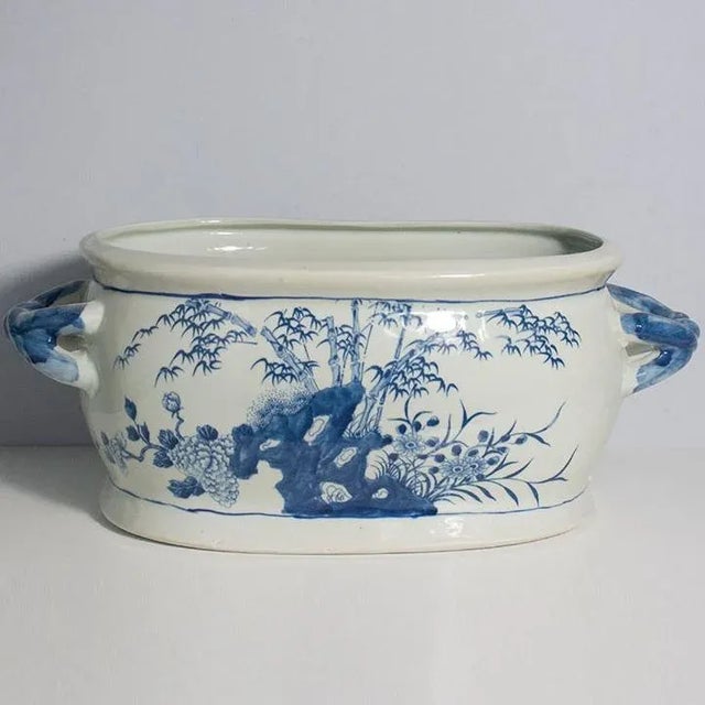 1990s 1990s Blue/White Porcelain Orchid Pot/Foot Bath For Sale - Image 5 of 5