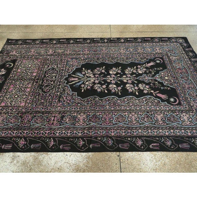 Black Galerie Shabab Collection Early 20th Century Turkish Flat-Stiched Textile Tapestry For Sale - Image 8 of 10
