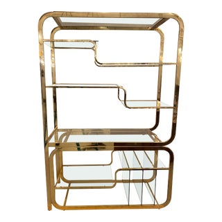 Mid-Century Multi Tiered Brass Etagere or Display Case For Sale