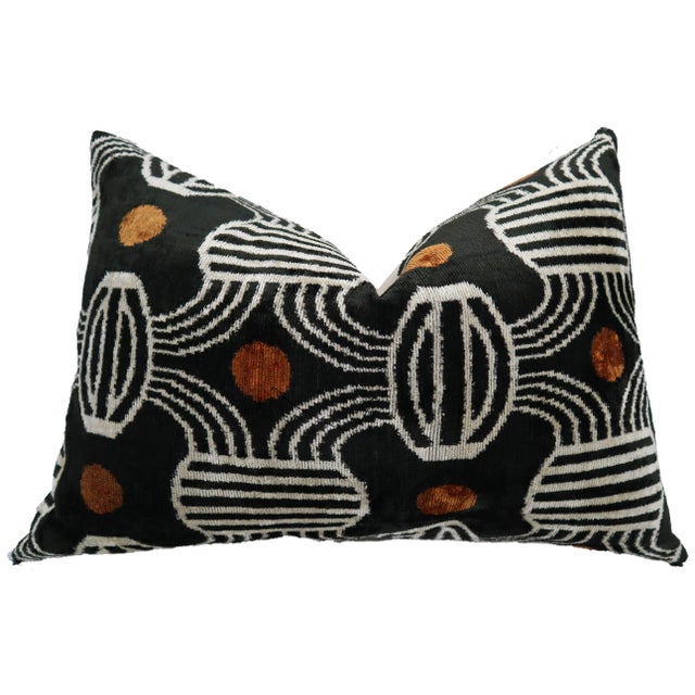 Contemporary Handmade Black Velvet Throw Pillow and Down Feather Insert For Sale - Image 4 of 11