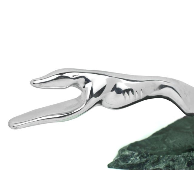 Mid 20th Century Modern Gordon Hoselton Running Greyhound on Solid Green Marble Base Sculpture For Sale - Image 6 of 9