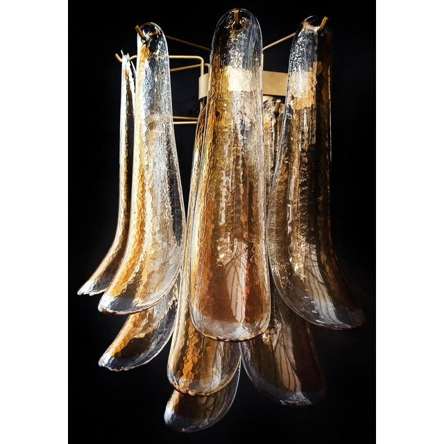 Glass Vintage Italian Murano Wall Lights Amber Glass Petals, 1970s, Set of 2 For Sale - Image 7 of 18
