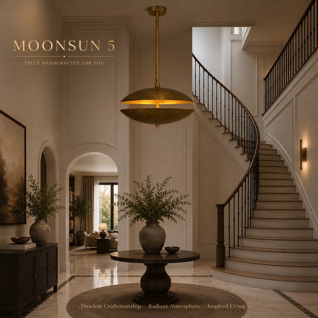 Elevate your dining space with this stunning Dual Brass Disc Chandelier, a perfect blend of mid-century modern style and...